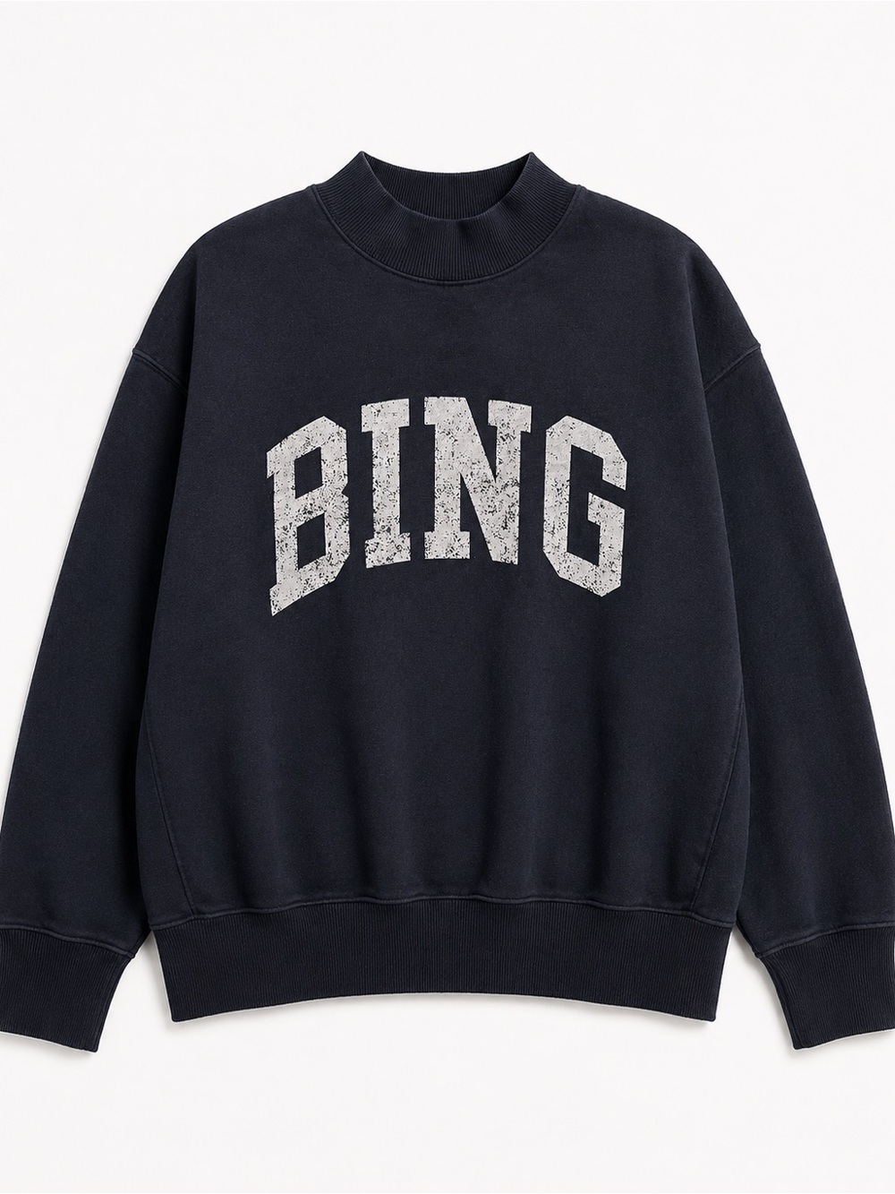Anine Bing Black Crewneck Sweatshirt with White 'BING' Print